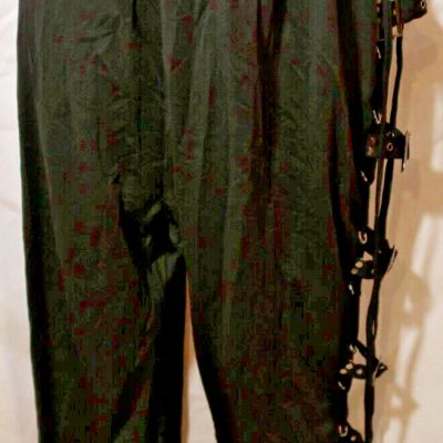 Women's Black Gothic Style Buckle Side Leggings Asian Size 5XL